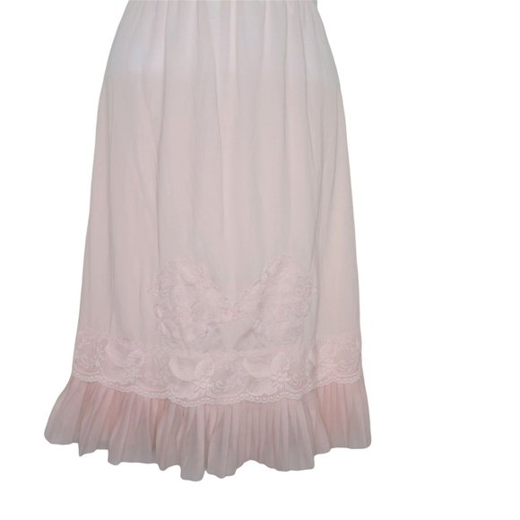 Vintage 60s Nani Flower Half Slip Pink Accordion Pleated Lace Hemline Glam PinUp - Picture 5 of 10